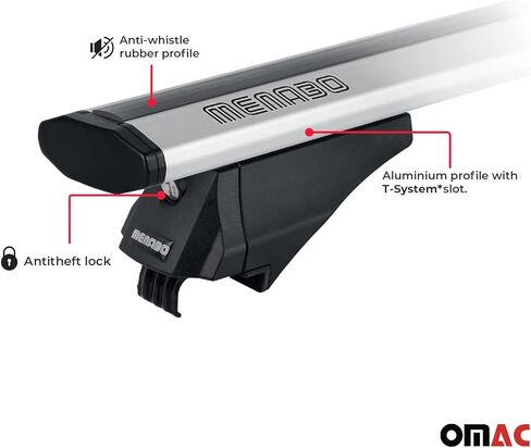 رفوف سقف OMAC حاملة الأمتعة الصليب عبر الحديد من أجل لكزس RX 2016-2022 Black 2 PCS مضاد للسرقة للسفر قوارب الكاياك ركوب الأمواج التزلج على الجليد التزلج على الجليد in Kuwait