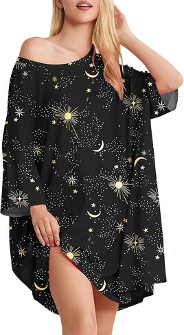 زائد حجم ثوب نوم للنساء ضخم قميص نلي قصير الأكمام لباس موومو فستان مع جيب in Kuwait