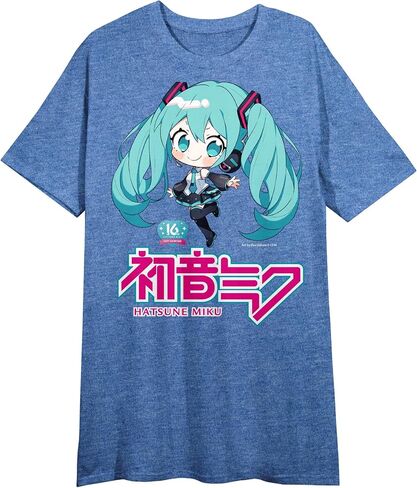 BioWorld Hatsune Miku شخصية و Kanji Crew Neck Short Shirt Heather Women's Night Shirt in Kuwait