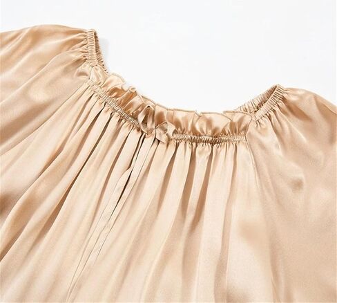 100% Mulberry Silk Nightgown For Women Long Sleeve Crepe Satin Sleepwear Spring Summer Pajama Dress in Saudi Arabia
