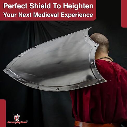 Armory Replicas™ Polished Steel Crusader Shield Belt – Leather Strap with Iron Roller Reenactments Costumes, and Roleplay in Saudi Arabia