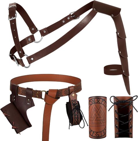 مجموعة أزياء Ramede Men Renaissance Set Halloween Viking Viking Leather Belt Beltband Frog Lostty Counter Armor for Cosplay in Saudi Arabia