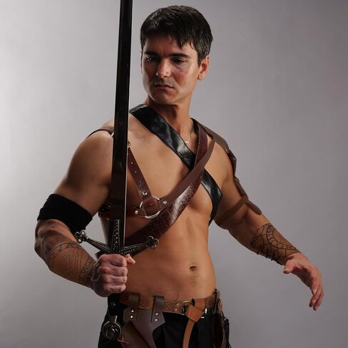 مجموعة أزياء Ramede Men Renaissance Set Halloween Viking Viking Leather Belt Beltband Frog Lostty Counter Armor for Cosplay in Saudi Arabia