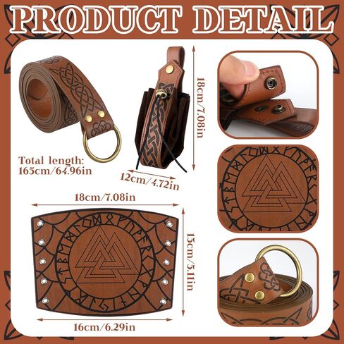 مجموعة أزياء Ramede Men Renaissance Set Halloween Viking Viking Leather Belt Beltband Frog Lostty Counter Armor for Cosplay in Saudi Arabia