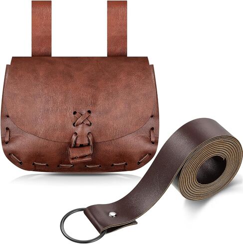Kigeli 2 Pcs Renaissance Belt Pouch Medieval Viking Waist Belt Bag Halloween Renaissance Costume for Women Men Cosplay(Brown) in Saudi Arabia