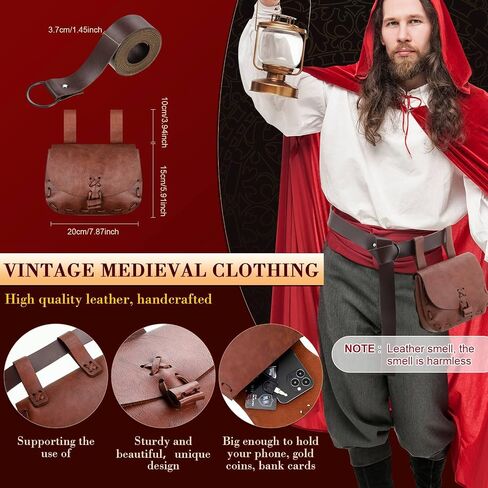 Kigeli 2 Pcs Renaissance Belt Pouch Medieval Viking Waist Belt Bag Halloween Renaissance Costume for Women Men Cosplay(Brown) in Saudi Arabia