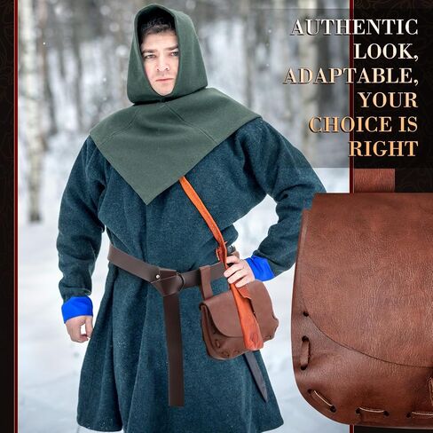 Kigeli 2 Pcs Renaissance Belt Pouch Medieval Viking Waist Belt Bag Halloween Renaissance Costume for Women Men Cosplay(Brown) in Saudi Arabia