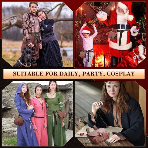 Kigeli 2 Pcs Renaissance Belt Pouch Medieval Viking Waist Belt Bag Halloween Renaissance Costume for Women Men Cosplay(Brown) in Saudi Arabia