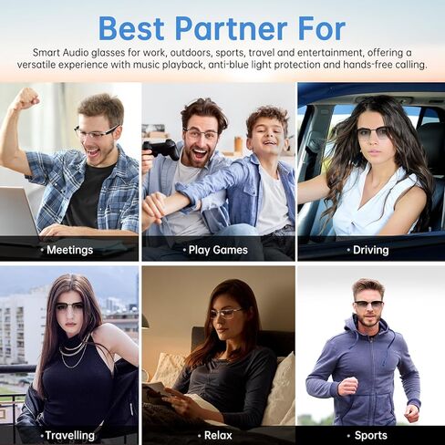 نظارات ذكية، نظارات بلوتوث مفتوحة الأذن للرجال والنساء مع رؤية ليلية وعدسات مغناطيسية مستقطبة، مساعد صوتي، صورة بالتحكم عن بعد، نظارات صوتية للعمل/القيادة/الاسترخاء in Kuwait