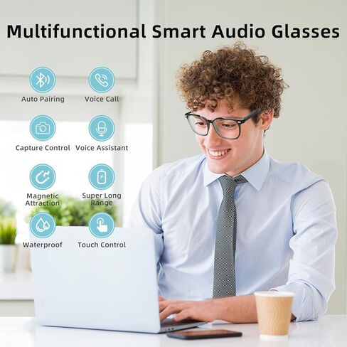 نظارات ذكية، نظارات بلوتوث مفتوحة الأذن للرجال والنساء مع رؤية ليلية وعدسات مغناطيسية مستقطبة، مساعد صوتي، صورة بالتحكم عن بعد، نظارات صوتية للعمل/القيادة/الاسترخاء in Kuwait