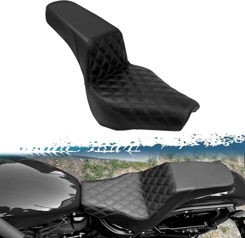 One-Piece Driver Passenger Seat Motorcycle 2-Up Seat Fit for Harley Softail Standard FXST Slim FLSL Deluxe FLDE Street Bob FXBB Heritage Classic FLHC 2018-2023 (Red Stitching) in Kuwait