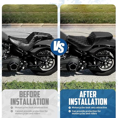 One-Piece Driver Passenger Seat Motorcycle 2-Up Seat Fit for Harley Softail Standard FXST Slim FLSL Deluxe FLDE Street Bob FXBB Heritage Classic FLHC 2018-2023 (Red Stitching) in Kuwait