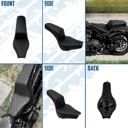 One-Piece Driver Passenger Seat Motorcycle 2-Up Seat Fit for Harley Softail Standard FXST Slim FLSL Deluxe FLDE Street Bob FXBB Heritage Classic FLHC 2018-2023 (Red Stitching) in Kuwait