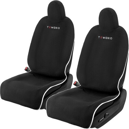 Premium Microfiber Towel Tesla Model Y Juniper/3 Seat Covers, Waterpooof | Sweatproof | Machine Washable | Non-Slip, Seat Protector for Tesla Model 3/Y 2016-2025 Interior Accessories - (2Pack, Black) in Saudi Arabia