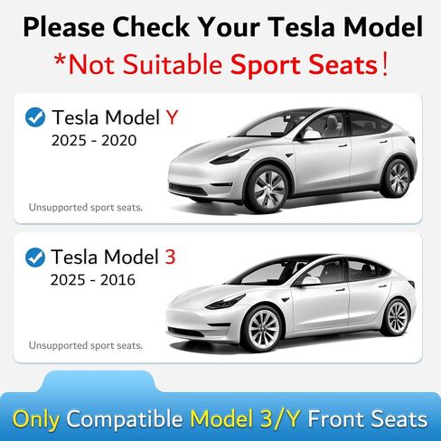 Premium Microfiber Towel Tesla Model Y Juniper/3 Seat Covers, Waterpooof | Sweatproof | Machine Washable | Non-Slip, Seat Protector for Tesla Model 3/Y 2016-2025 Interior Accessories - (2Pack, Black) in Saudi Arabia