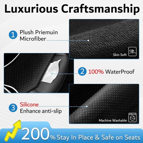 Premium Microfiber Towel Tesla Model Y Juniper/3 Seat Covers, Waterpooof | Sweatproof | Machine Washable | Non-Slip, Seat Protector for Tesla Model 3/Y 2016-2025 Interior Accessories - (2Pack, Black) in Saudi Arabia