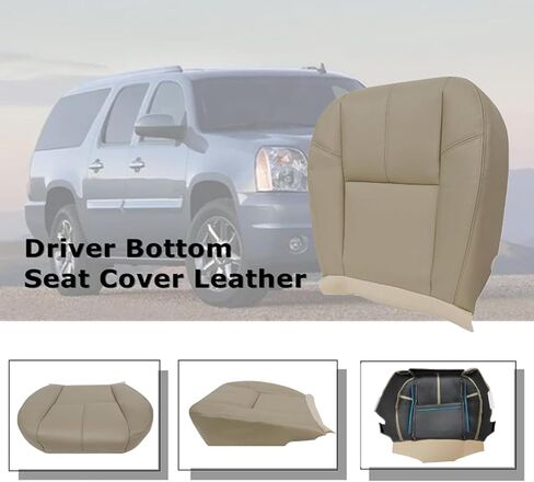 Front Left Driver Side Bottom Leather Seat Cover & Foam Cushion Gray Compatible with Chevy Tahoe Suburban Avalanche Silverado GMC Yukon Sierra 2007 2008 2009 2010 2012 2013 2014 in Saudi Arabia
