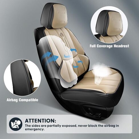 Car Seat Covers Custom Fit for Ford F150 2009-2025, Faux Leather Seat Cover Set fit for Cars 2017-2025 F250 F350 F450, Compatible with Crew Quad Regular Cab Pickup Truck Cushions(BeigeBlack, Full Set) in Saudi Arabia