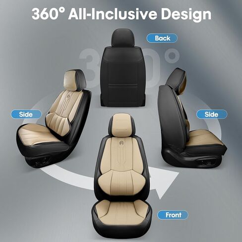 Car Seat Covers Custom Fit for Ford F150 2009-2025, Faux Leather Seat Cover Set fit for Cars 2017-2025 F250 F350 F450, Compatible with Crew Quad Regular Cab Pickup Truck Cushions(BeigeBlack, Full Set) in Saudi Arabia