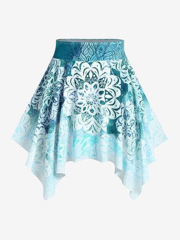 Rosegal Plus Size Ombre Ombre O-Ring مبطنة من ثلاث قطع تنورة تانكيني in Saudi Arabia