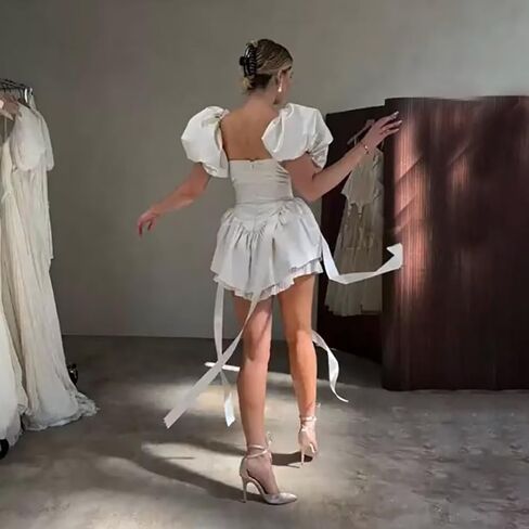 فستان زفاف قصير الأكمام من أكمام قصيرة للعروس فستان حزب العودة للوطن للعروس in Kuwait