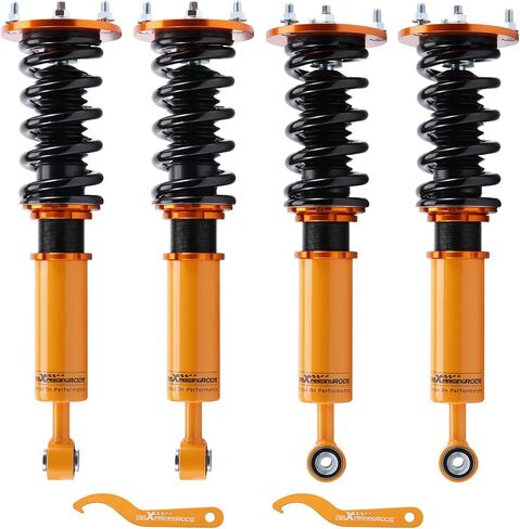 MaxPeedingrods Coilovers for exus LS430 2001-2006 ، طقم التعليق القابل للتعديل قابلة للتعديل ، دعامات امتصاص الصدمات المسبقة مسبقًا ، الهواء لخفض التعليق الربيعي ، الذهب ، الذهب in Saudi Arabia
