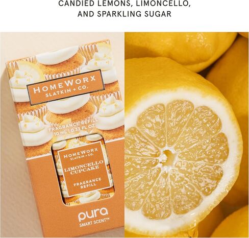 Pura and Homeworx - إعادة تعبئة موزع عطور المنزل الذكي - رائحة منزلية - ما يصل إلى 120 ساعة من العطر لكل قارورة - عطر ناشر نظيف وآمن - عبوتين - ليمونسيلو كب كيك in Kuwait