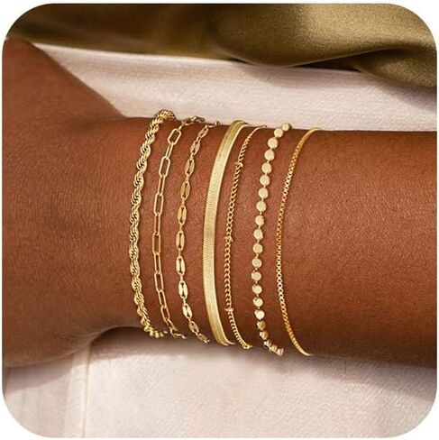 أساور Kyerlyn Silver Gold للنساء مقاوم للماء ، مجموعة مجوهرات ذهبية حقيقية 14 كيل in Kuwait