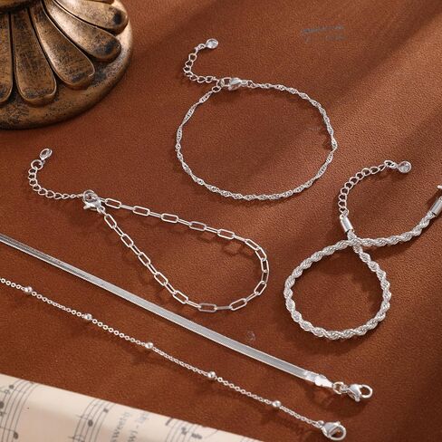 Kyerlyn Silver Gold Bracelets for Women Waterproof, 14K Real Gold Jewelry Sets for Women Trendy Dainty Stackable Cuban Link Paperclip Chain Bracelet in Kuwait