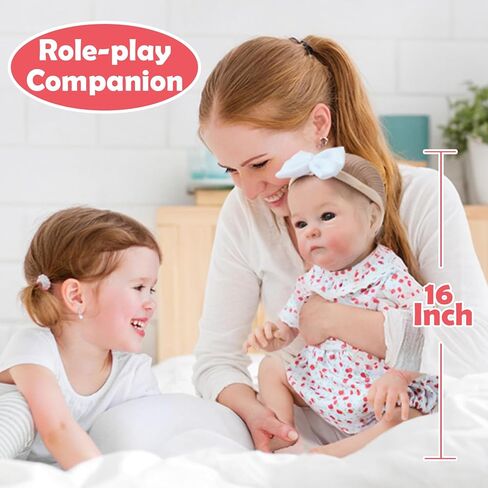 SCOM Realistic Reborn Baby Dolls-18 Inch Silicone Full Body Girl with Anatomically Correct Washable, Lifelike Newborn Sleeping Real Look Gift for Kids Age 3+ in Kuwait