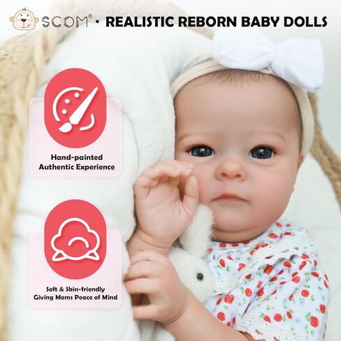 SCOM Realistic Reborn Baby Dolls-18 Inch Silicone Full Body Girl with Anatomically Correct Washable, Lifelike Newborn Sleeping Real Look Gift for Kids Age 3+ in Kuwait