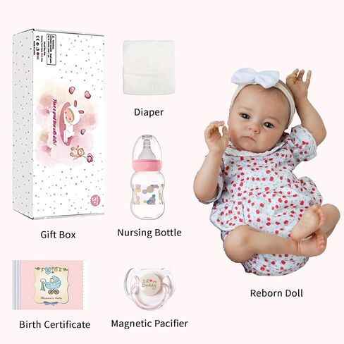 SCOM Realistic Reborn Baby Dolls-18 Inch Silicone Full Body Girl with Anatomically Correct Washable, Lifelike Newborn Sleeping Real Look Gift for Kids Age 3+ in Kuwait