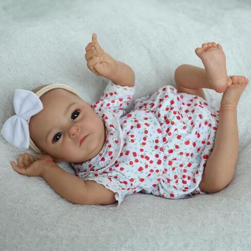 SCOM Realistic Reborn Baby Dolls-18 Inch Silicone Full Body Girl with Anatomically Correct Washable, Lifelike Newborn Sleeping Real Look Gift for Kids Age 3+ in Kuwait