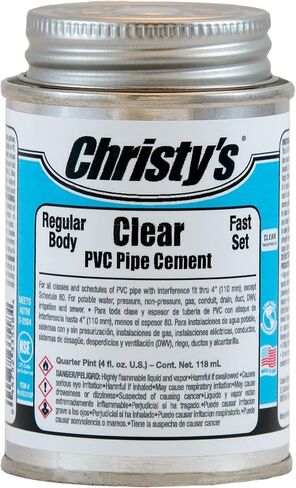 أسمنت PVC الشفاف من Christy's - جسم متوسط، مجموعة سريعة، منخفض المركبات العضوية المتطايرة، 1/4 باينت (4 أونصة سائلة) in Kuwait