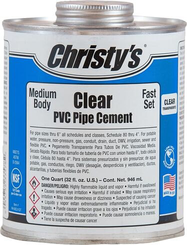 أسمنت PVC الشفاف من Christy's - جسم متوسط، مجموعة سريعة، منخفض المركبات العضوية المتطايرة، 1/4 باينت (4 أونصة سائلة) in Kuwait
