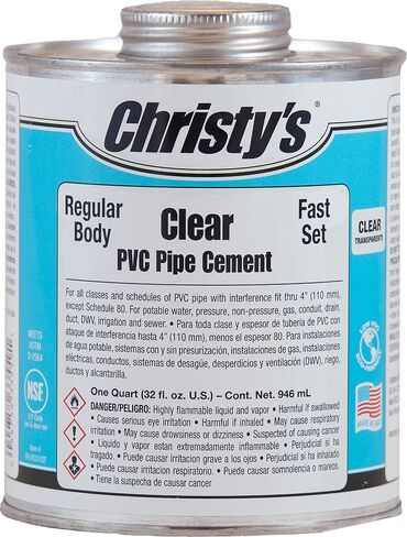 أسمنت PVC الشفاف من Christy's - جسم متوسط، مجموعة سريعة، منخفض المركبات العضوية المتطايرة، 1/4 باينت (4 أونصة سائلة) in Kuwait