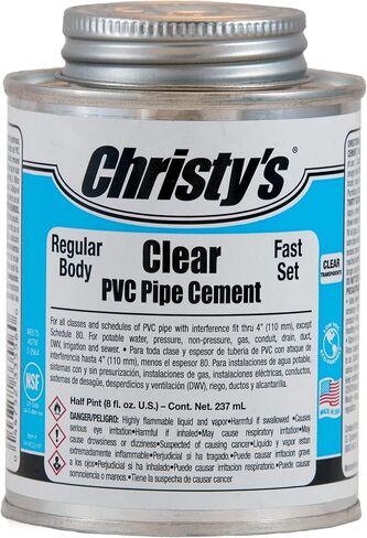 أسمنت PVC الشفاف من Christy's - جسم متوسط، مجموعة سريعة، منخفض المركبات العضوية المتطايرة، 1/4 باينت (4 أونصة سائلة) in Kuwait