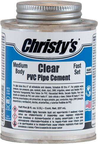 أسمنت PVC الشفاف من Christy's - جسم متوسط، مجموعة سريعة، منخفض المركبات العضوية المتطايرة، 1/4 باينت (4 أونصة سائلة) in Kuwait