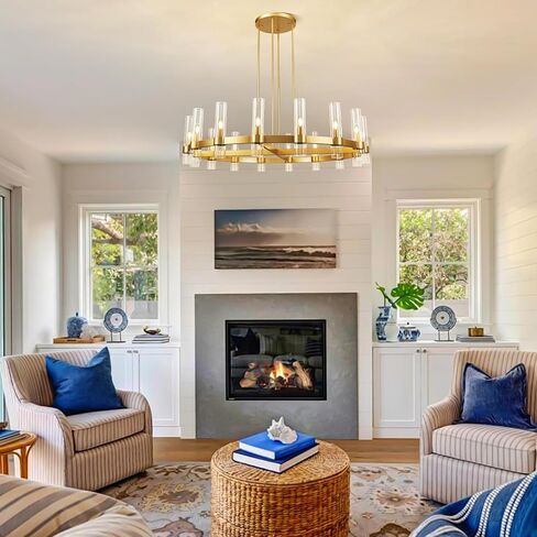 Modern Round Chandelier, 37" Black Water Ripple Crystal Glass Chandelier for Dining Room, 16-Light Luxury Living Room Chandeliers for High Ceiling, Adjustable Large Chandeliers for Staircase, Foyer in Kuwait