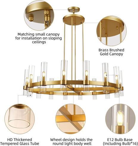 Modern Round Chandelier, 37" Black Water Ripple Crystal Glass Chandelier for Dining Room, 16-Light Luxury Living Room Chandeliers for High Ceiling, Adjustable Large Chandeliers for Staircase, Foyer in Kuwait