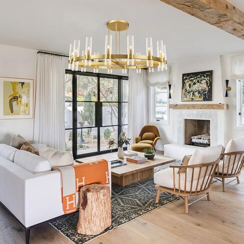 Modern Round Chandelier, 37" Black Water Ripple Crystal Glass Chandelier for Dining Room, 16-Light Luxury Living Room Chandeliers for High Ceiling, Adjustable Large Chandeliers for Staircase, Foyer in Kuwait