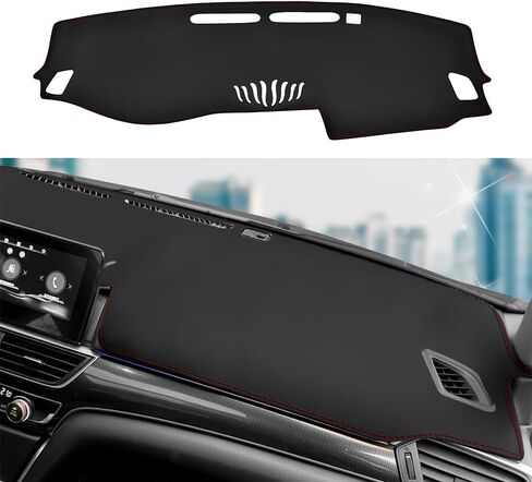 Fit for Honda Accord 2023 2024 2025 2026 Dashboard Black Center Console Cover Dashboard Pad Protector Sunshade Upgraded Edge Microfiber Leather Pad (Without HUD, Black Stitching) in Saudi Arabia