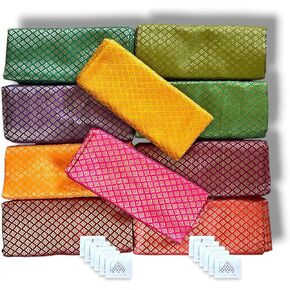 Lovenspire 10 PCS Saree Blouse Piece Piece Unstitched Varalakshmi Blouses Navratri Teej Thamboolam Sari Blouse with Bindi in Kuwait