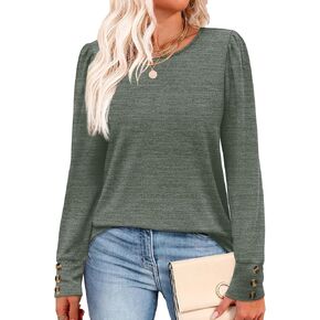 WIHOLL Long Sleeve Shirts for Women Buttons Cuff Tunic Tops Casual Fall Lightweight Sweaters Fashion 2025 in Kuwait