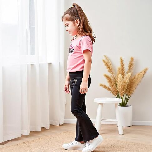 Girls 2 Piece Outfits Graphic pullover and Flare Leg Pants - Stylish and Comfortable 3-9 Years (140,P8389) in Saudi Arabia