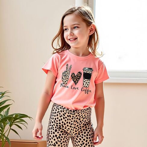 Girls 2 Piece Outfits Graphic pullover and Flare Leg Pants - Stylish and Comfortable 3-9 Years (140,P8389) in Saudi Arabia