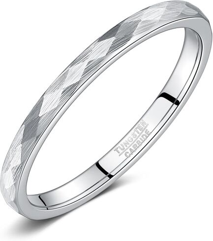 NUNCAD 2mm Tungsten Wedding Band Ring for Men Women 14K Gold/Silver/Black Domed Hammered Finish Comfort Fit Size 5-12 in Saudi Arabia
