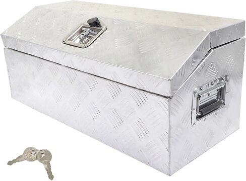 30 Aluminum Trailer Tool Box Chest box Pickup Truck Bed Storage Toolboxes Organizer Side Handle, Lock w/ 2 Keys, Silver in Saudi Arabia