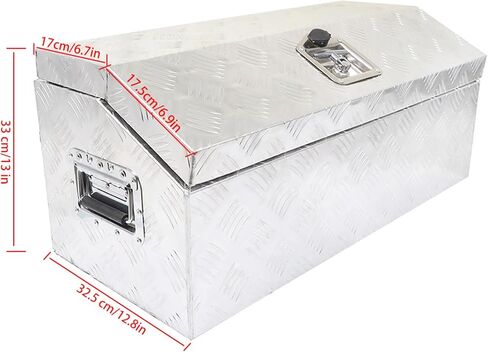 30 Aluminum Trailer Tool Box Chest box Pickup Truck Bed Storage Toolboxes Organizer Side Handle, Lock w/ 2 Keys, Silver in Saudi Arabia