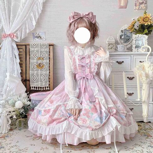 Lolita Juniors فساتين Kawaii الأرنب طباعة النمط الياباني الأميرة أنيمي حفل تأثيري in Saudi Arabia